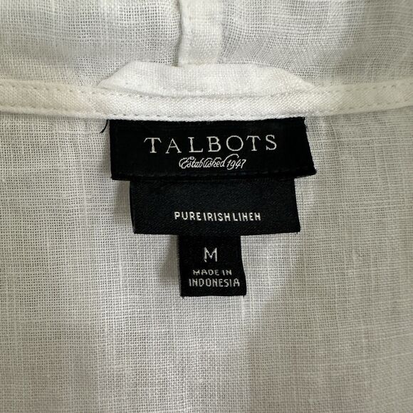 Talbots Womens Irish Linen Hooded Tunic Top MEDIUM White Beach Resort Minimalist - Picture 8 of 9
